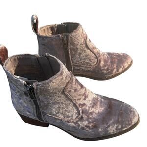 American Eagle Outfitters Silver Pink Taupe Velvety Ankle Booties size 7